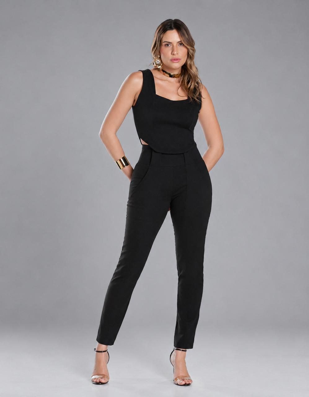 Calça Modeladora Afina Cintura Cós Presilha