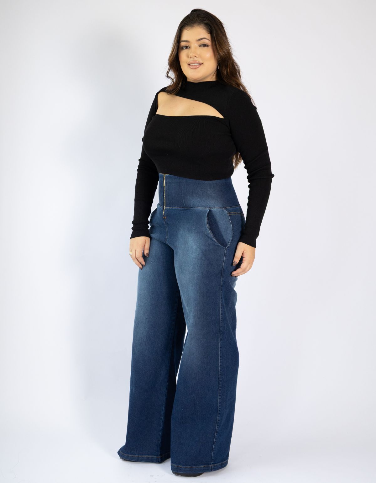 Calça Modeladora Afina Cintura Jeans Fittform Wide