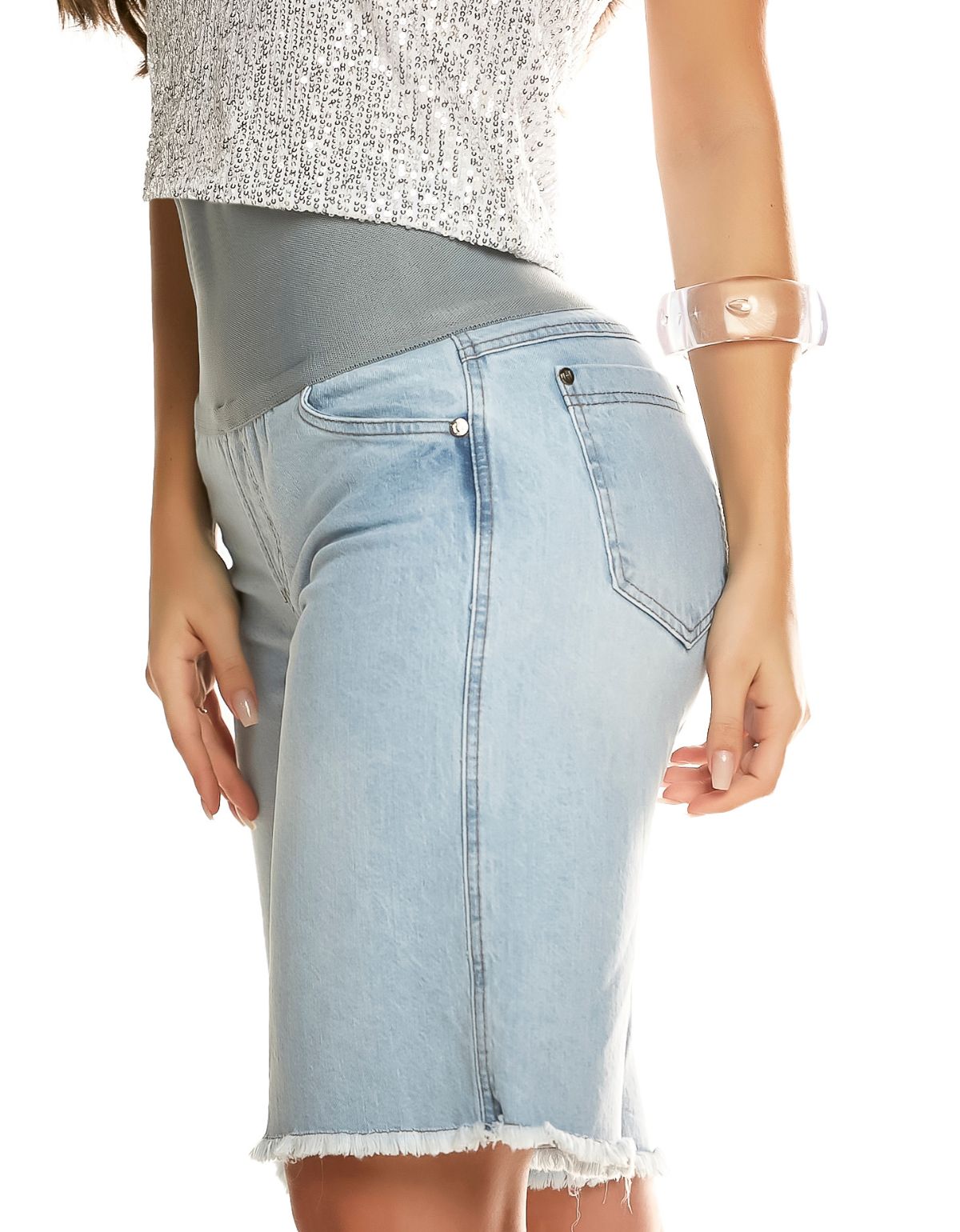 Bermuda Modeladora Afina Cintura Jeans Fittform Megaflex