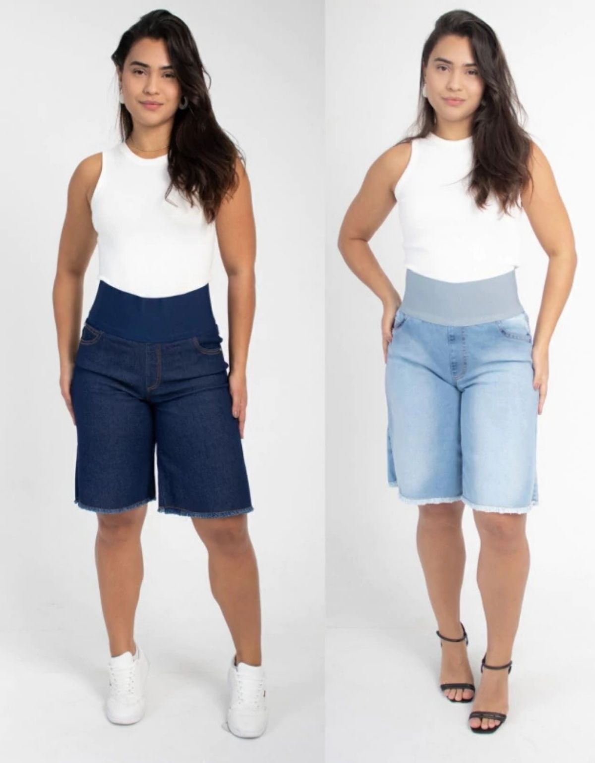 Kit Verão com 2 Bermudas Modeladoras Jeans + Calcinha Modeladora Grátis