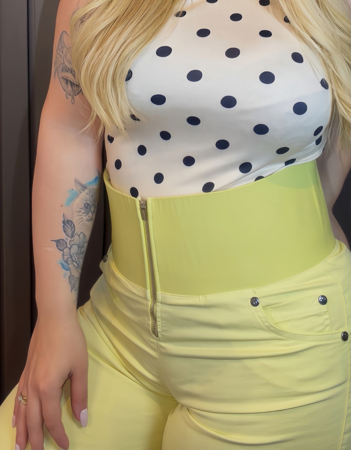 Bermuda Modeladora Afina Cintura Jeans Fittform Megaflex Creme