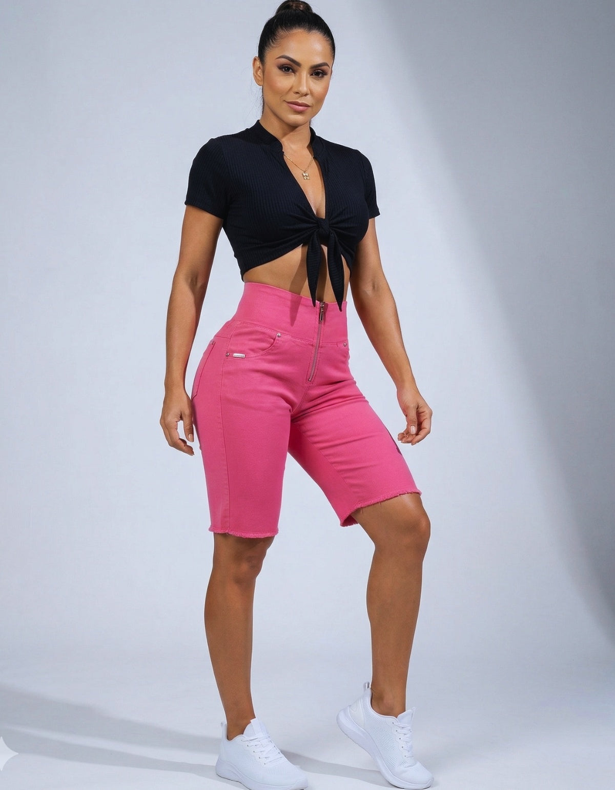 Bermuda Modeladora Afina Cintura Jeans Jords Color