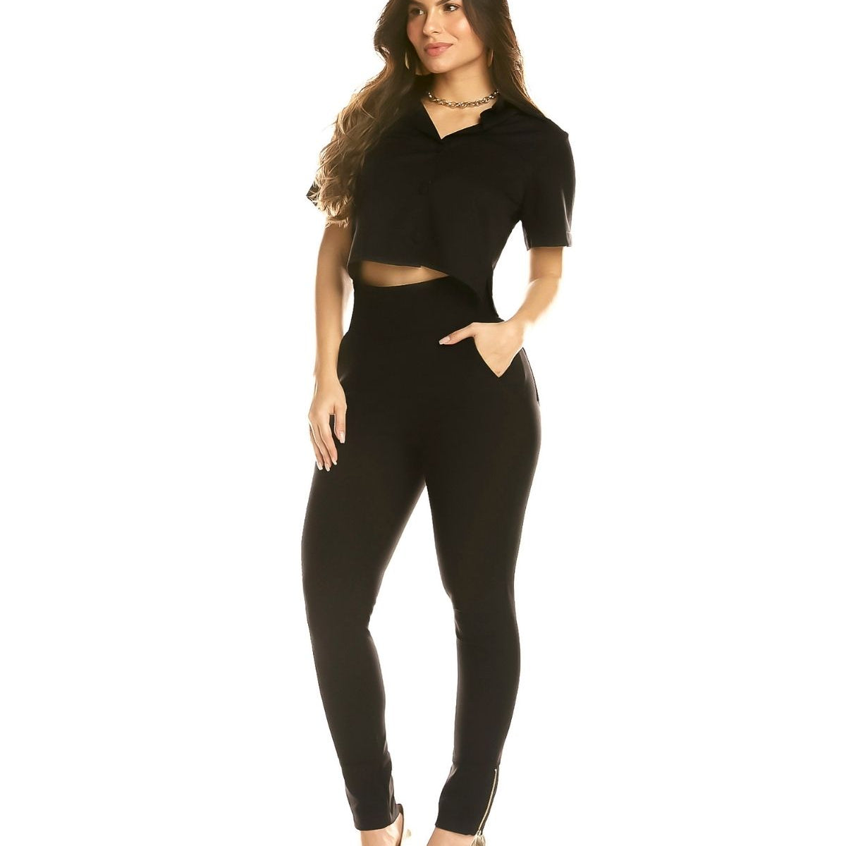 Calça Modeladora Afina Cintura Ziper na Canela