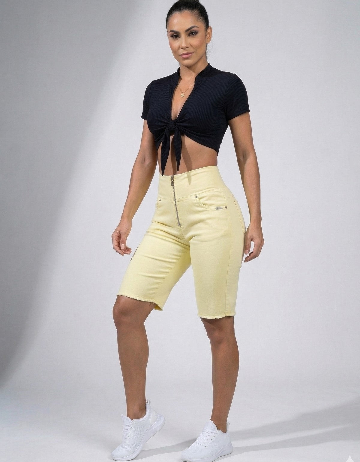 Bermuda Modeladora Afina Cintura Jeans Jords Color