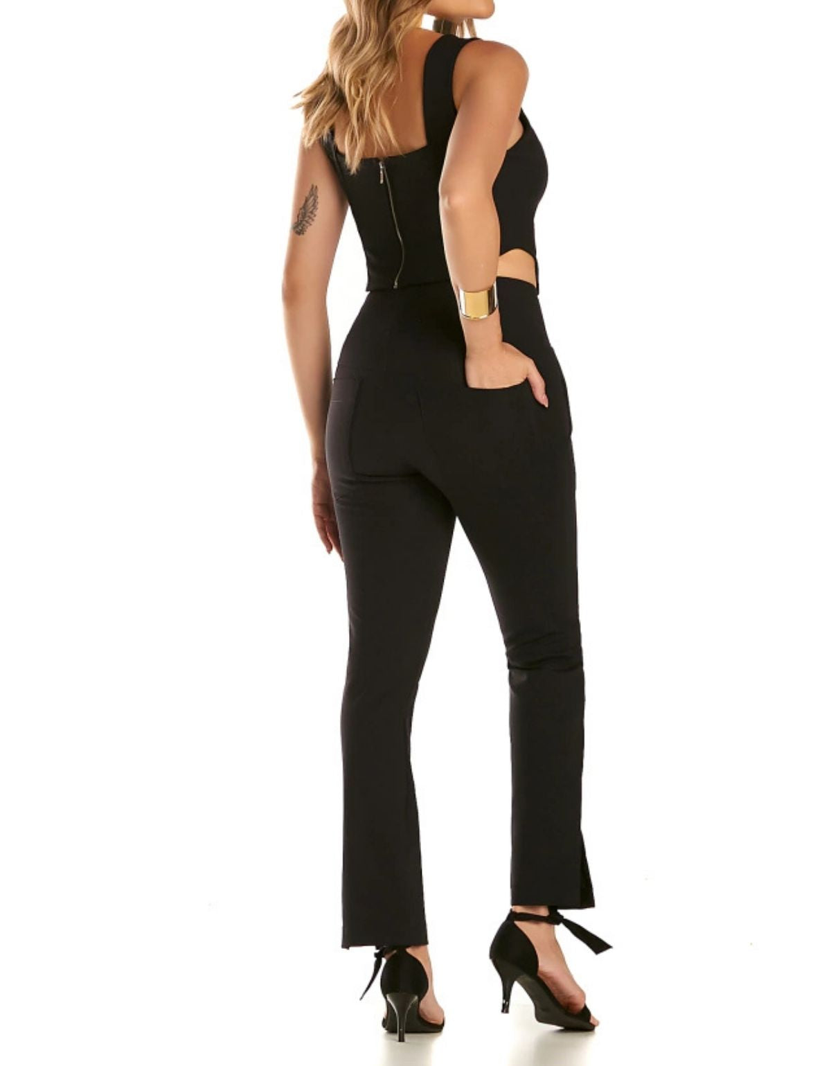 Calça Modeladora Malha Reta Bolso Faca