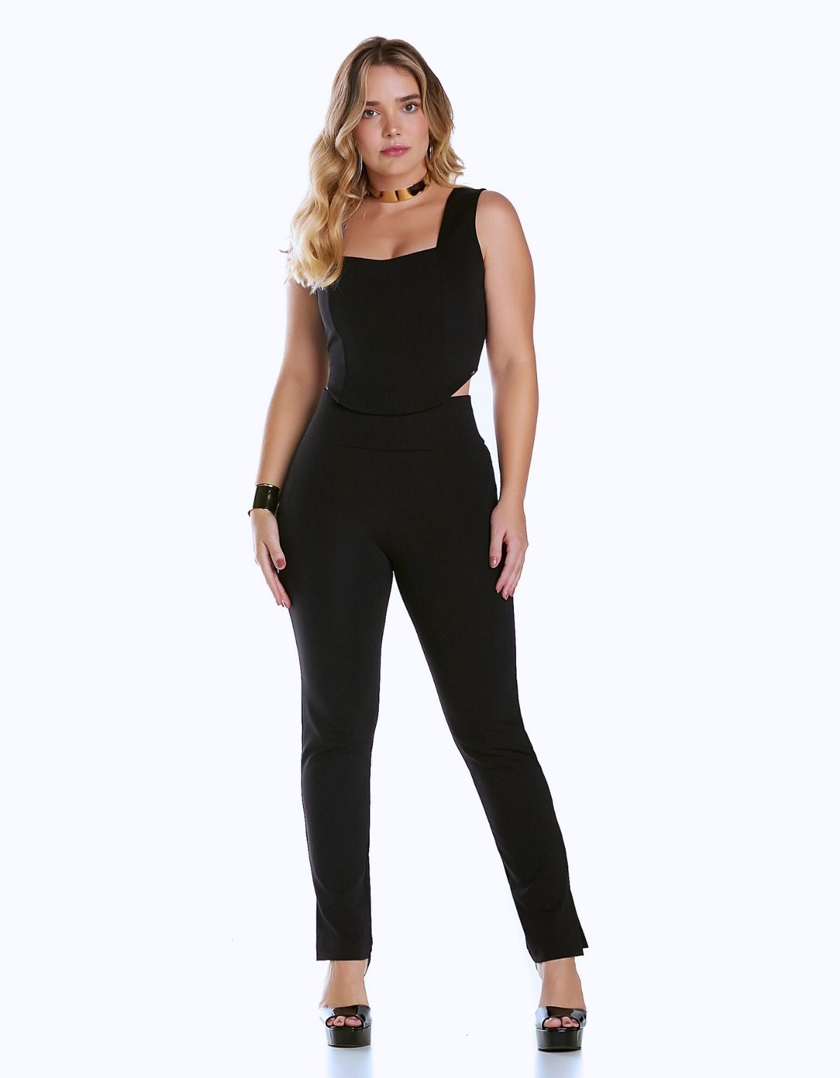 Calça Modeladora Reduz Medidas Reta com Fenda Bolso