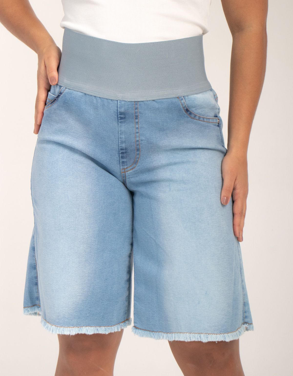 Bermuda Modeladora Afina Cintura Jeans Fittform Megaflex