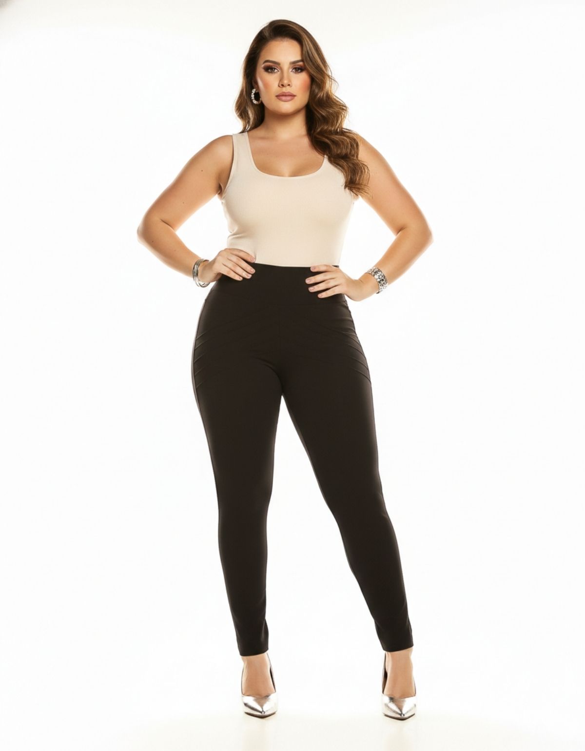 Calça Modeladora Afina Cintura Nervura Bolso