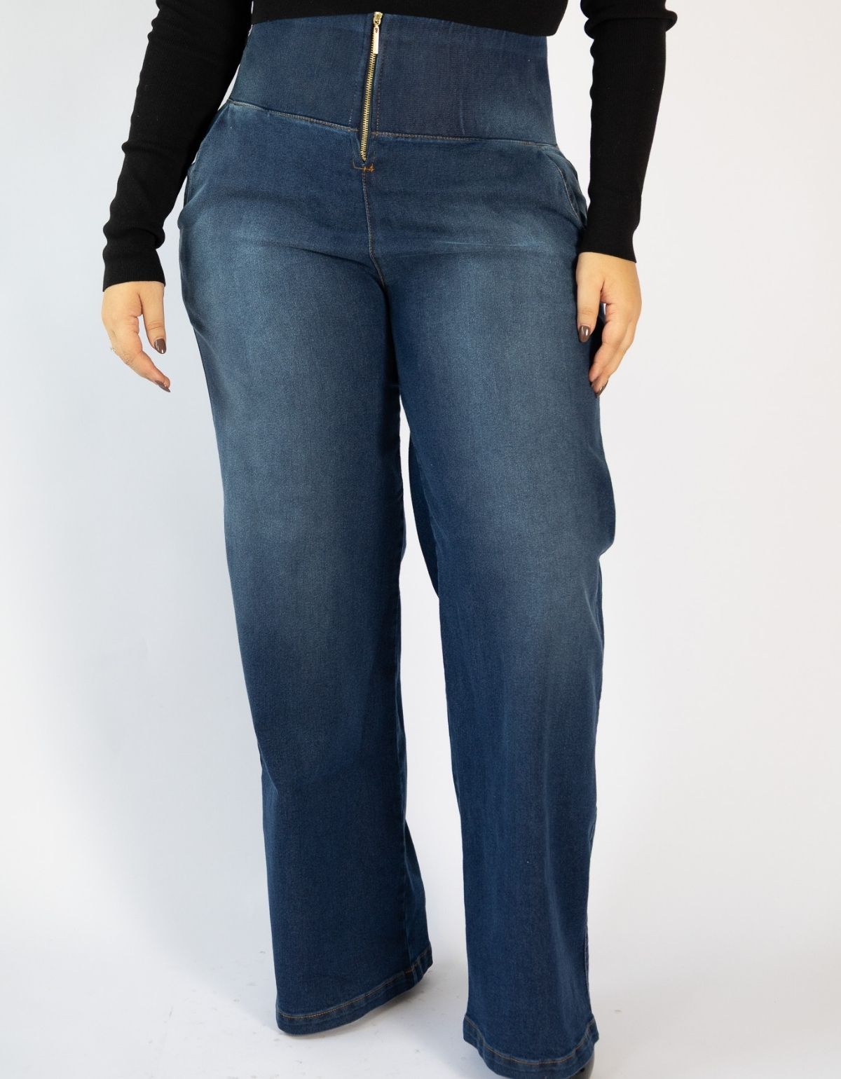 Calça Modeladora Afina Cintura Jeans Fittform Wide