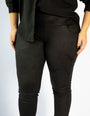 Calça legging modeladora preta com bolso, ajuste na cintura, roupa feminina para reduzir medidas.
