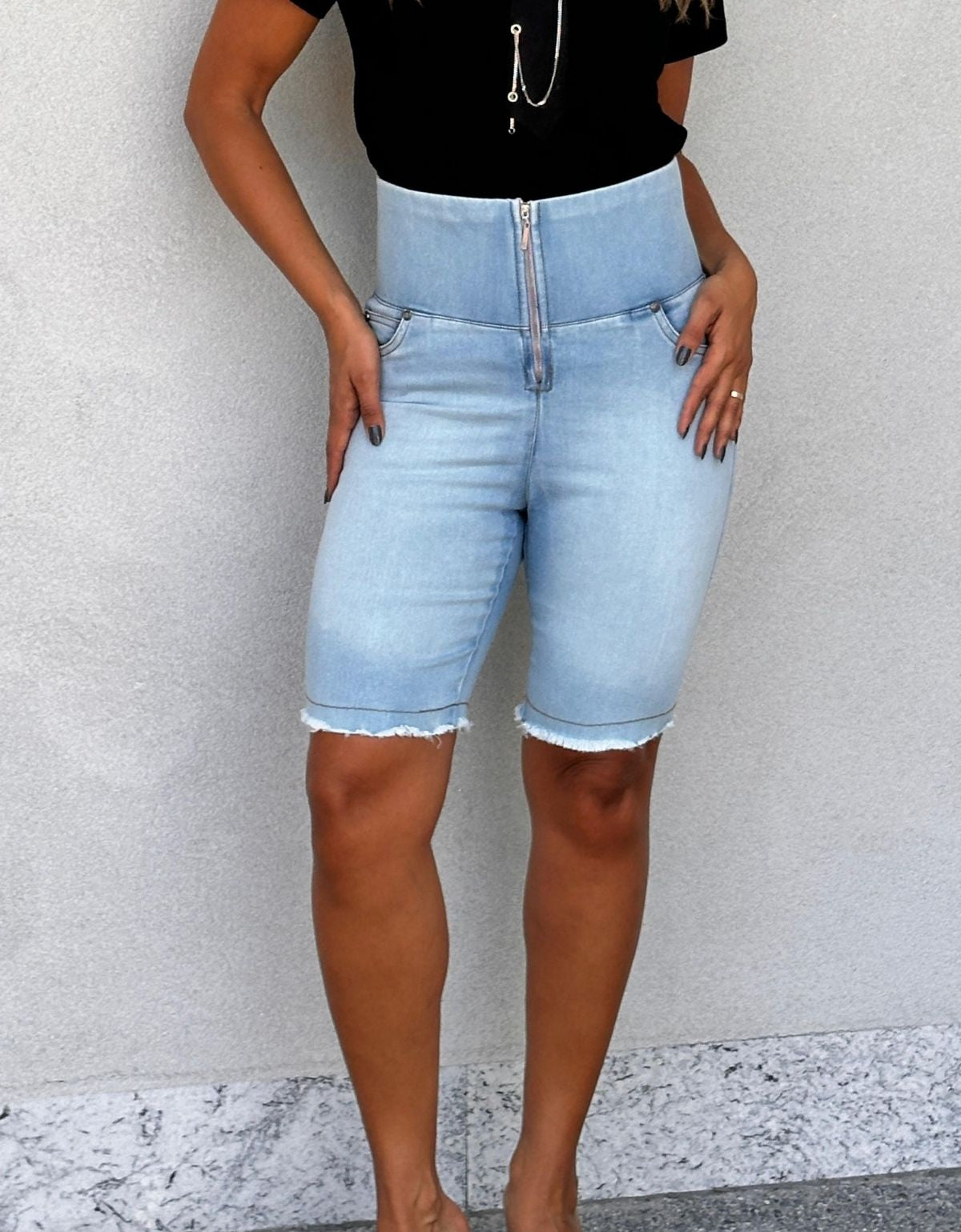 Bermuda Modeladora Afina Cintura Jeans Jords