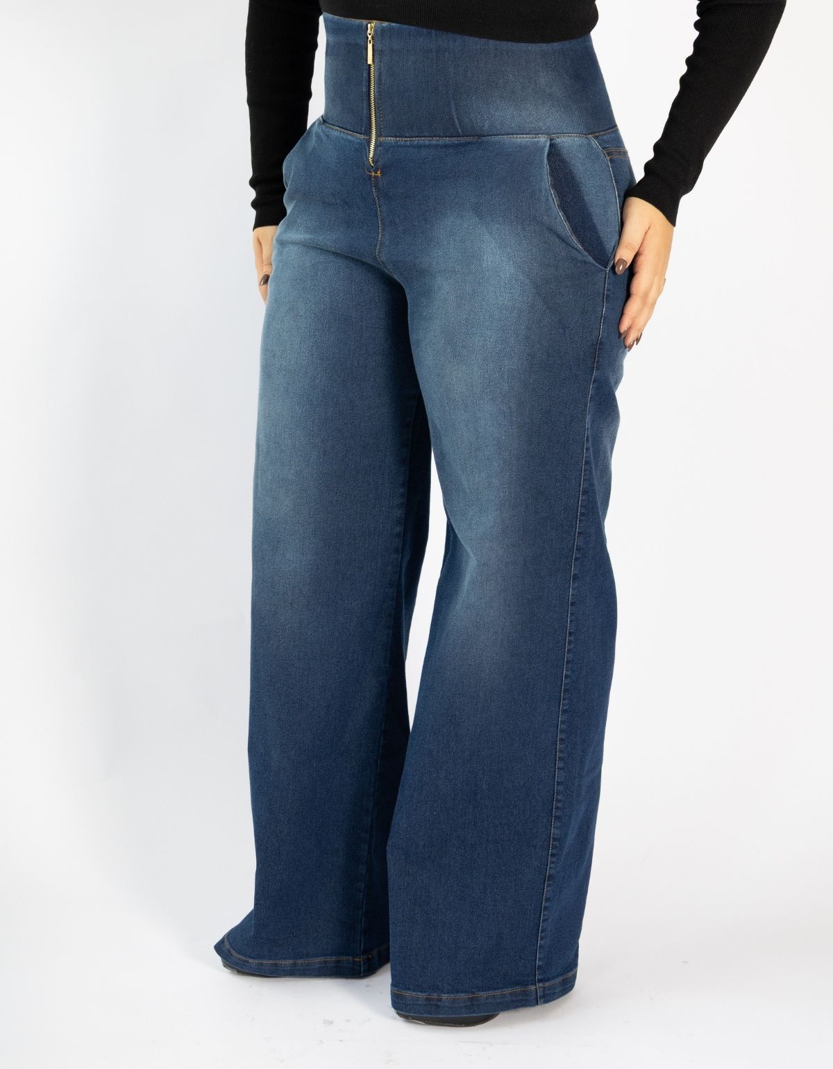 Calça Modeladora Afina Cintura Jeans Fittform Wide