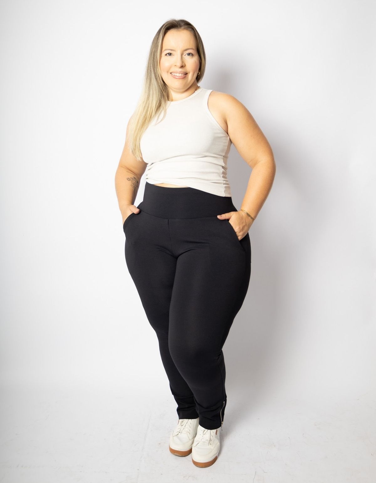 Calça Modeladora Afina Cintura Ziper na Canela