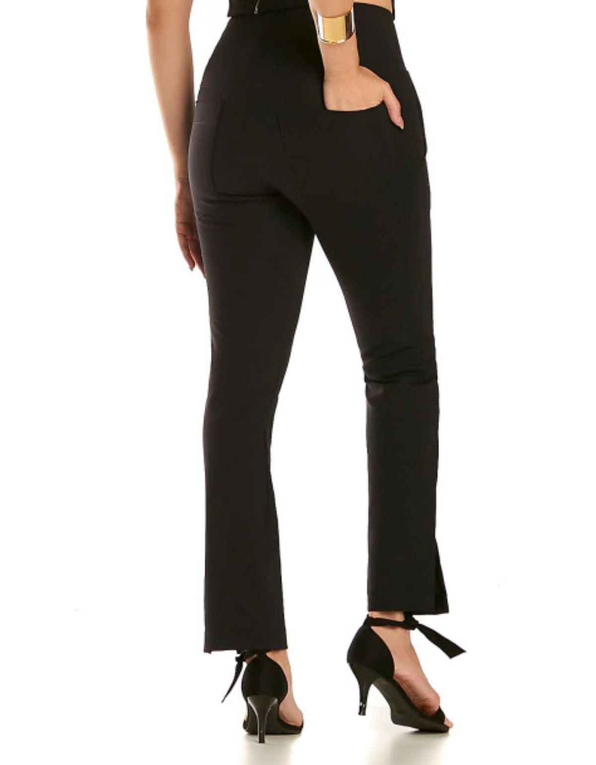 Calça Modeladora Malha Reta Bolso Faca