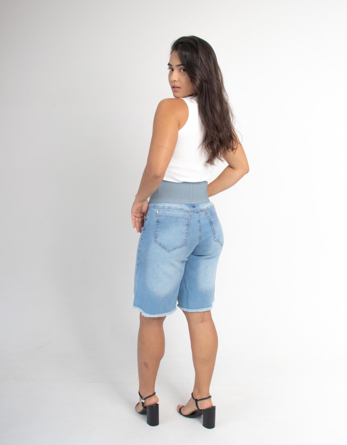 Bermuda Modeladora Afina Cintura Jeans Fittform Megaflex