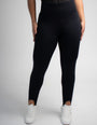 Calça modeladora preta de cintura alta, afina a cintura, ideal para redução de medidas