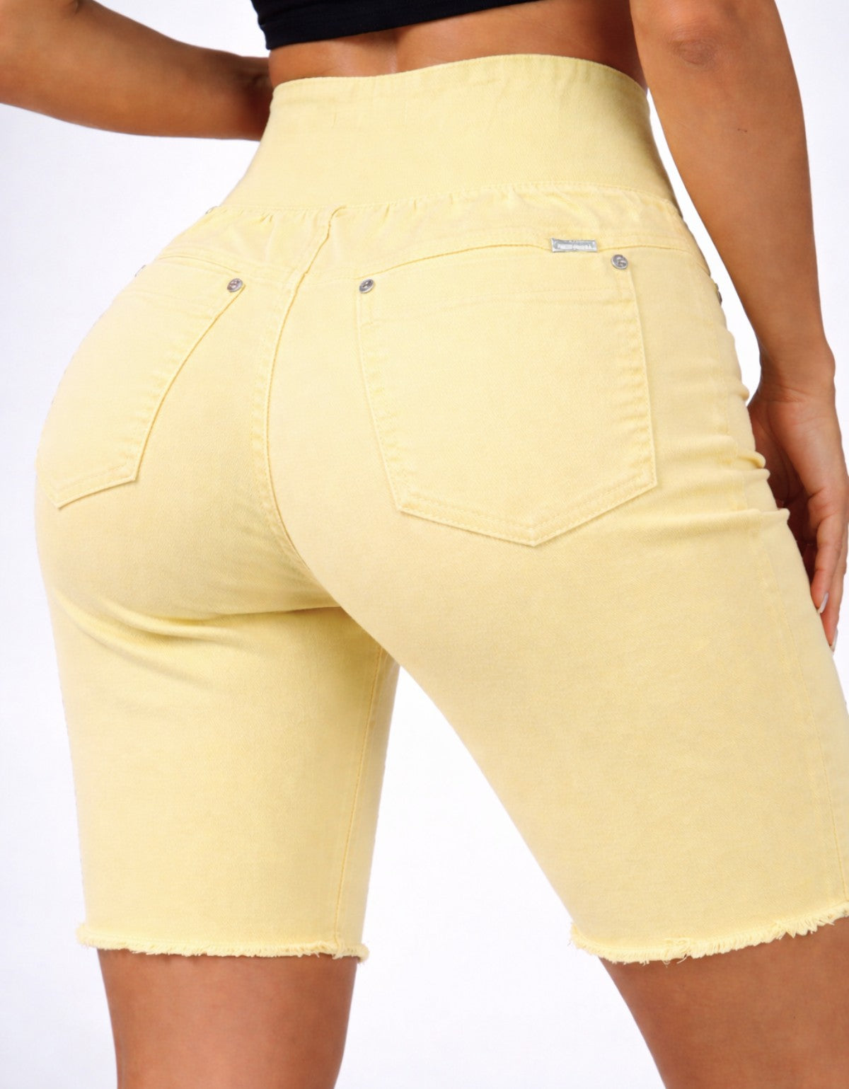 Bermuda Modeladora Afina Cintura Jeans Jords Color Creme