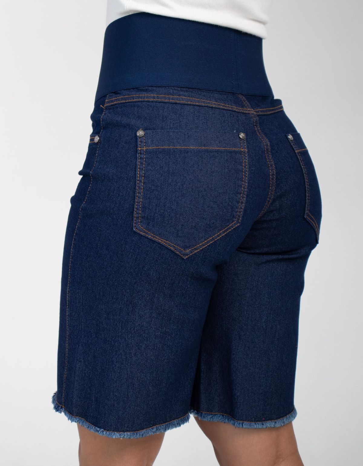 Bermuda Modeladora Afina Cintura Jeans Fittform Megaflex Escuro