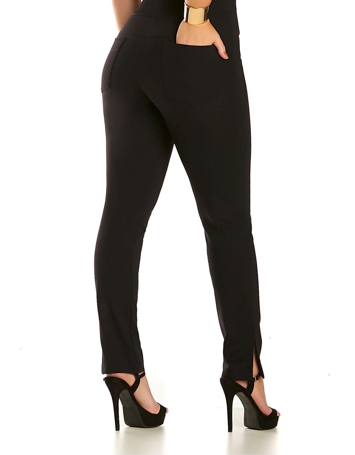 Calça Modeladora Reduz Medidas Reta com Fenda Bolso