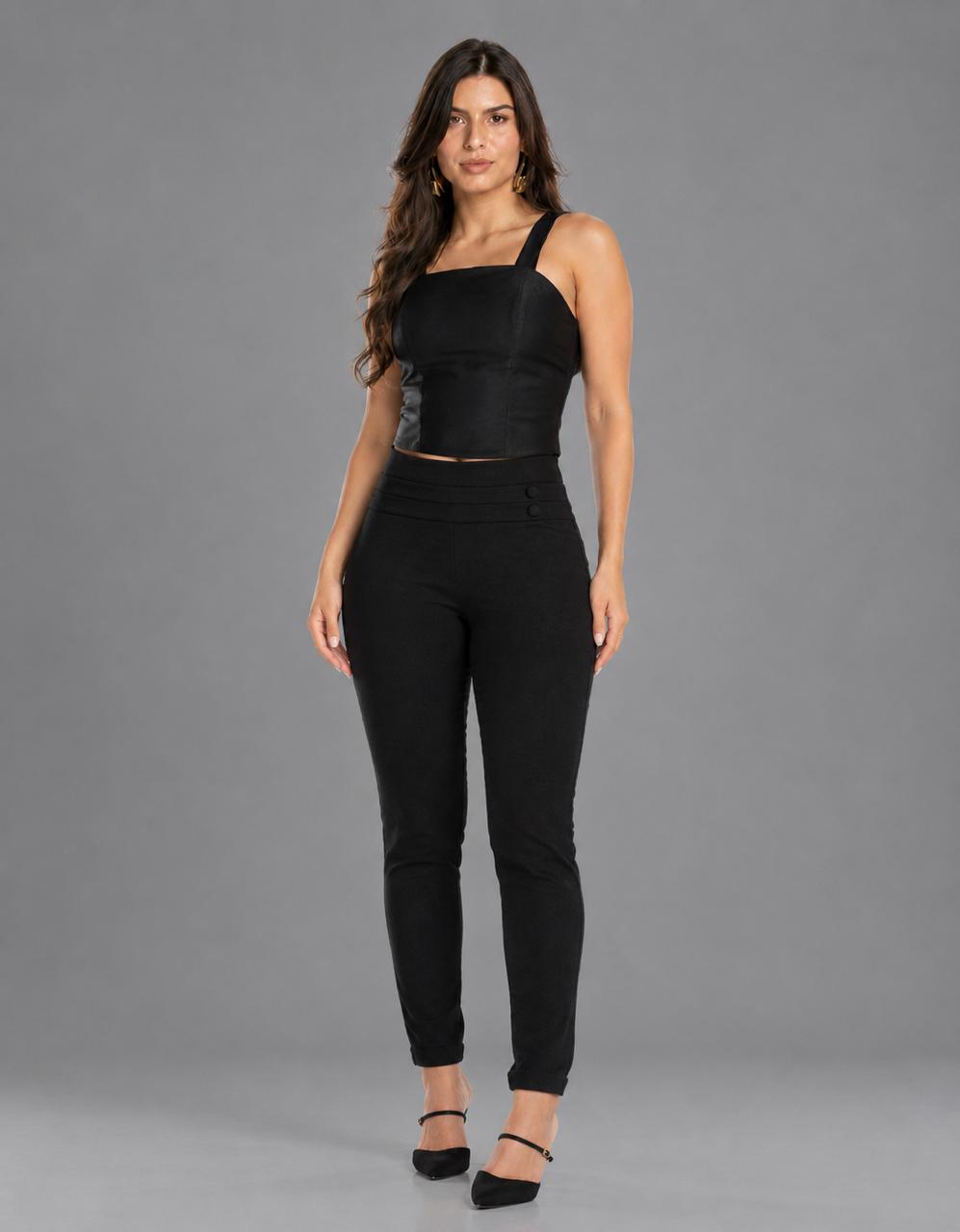Calça Modeladora Afina Cintura Fittform Skinny Botão