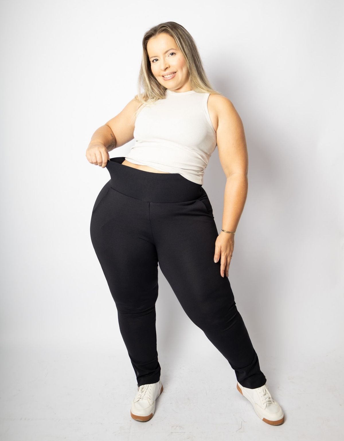 Calça Modeladora Afina Cintura Ziper na Canela