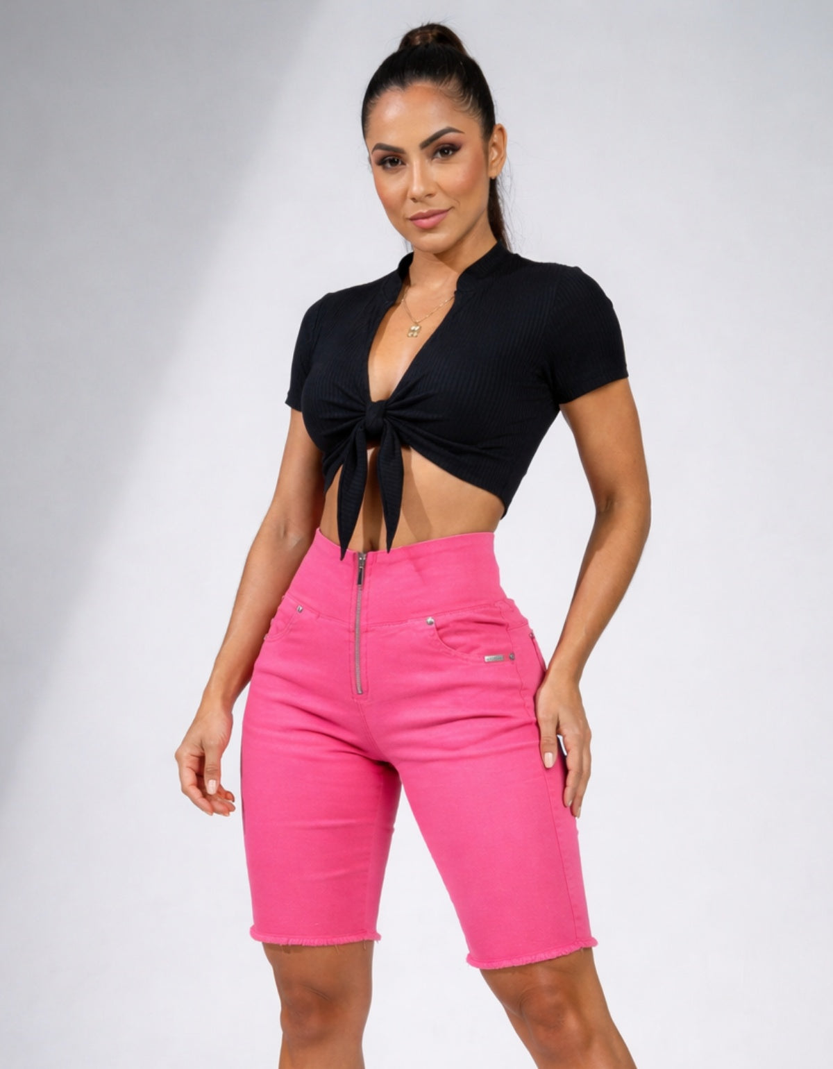 Bermuda Modeladora Afina Cintura Jeans Jords Color