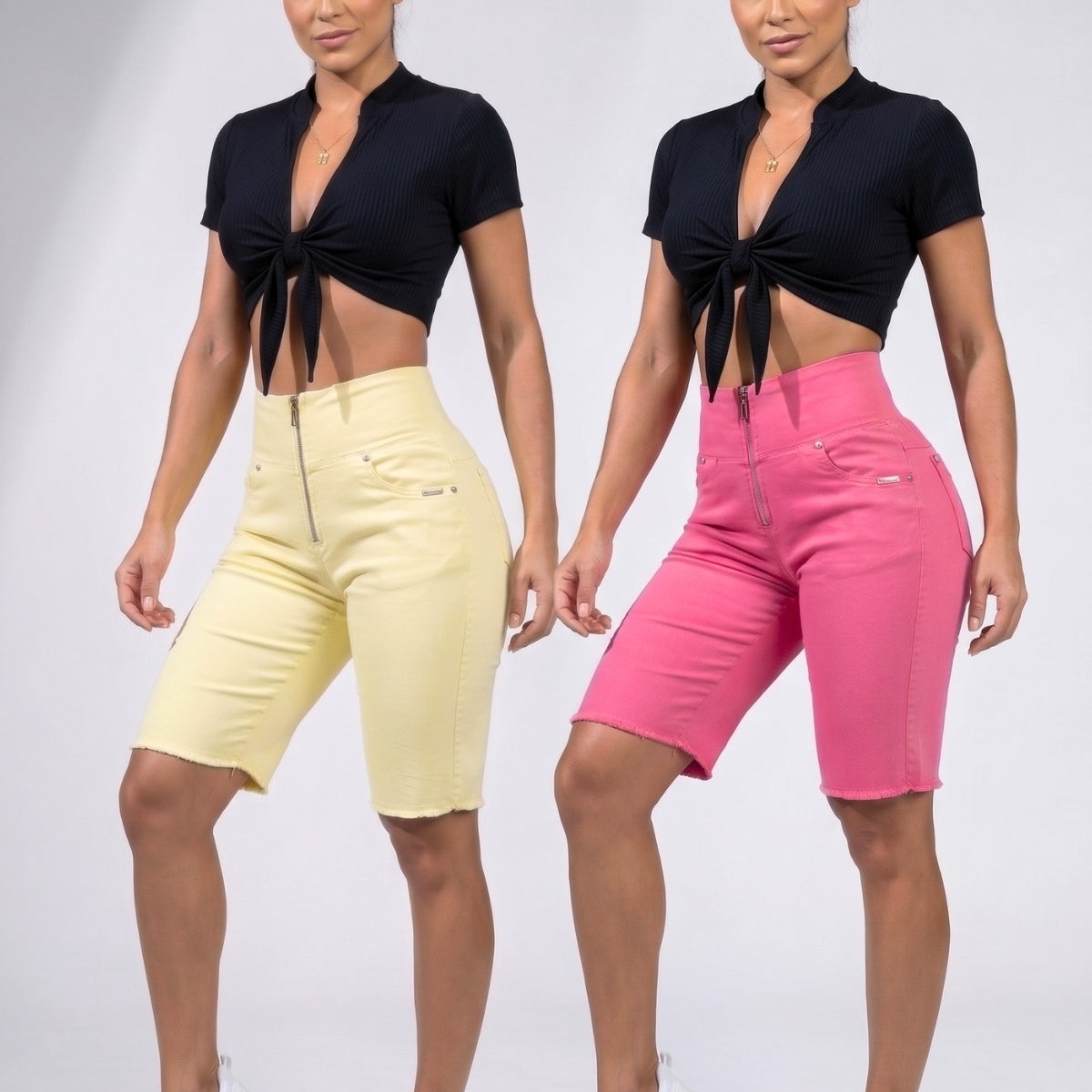 Kit com 2 Bermudas Modeladoras Jeans Color + Calcinha Modeladora Grátis