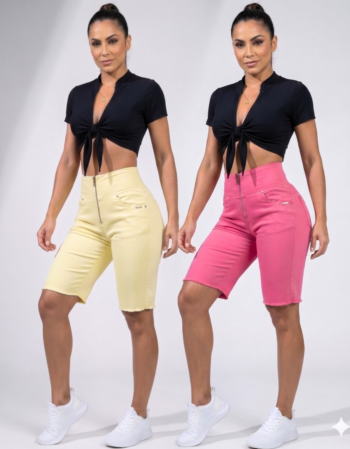 Kit com 2 Bermudas Modeladoras Jeans Color + Calcinha Modeladora Grátis