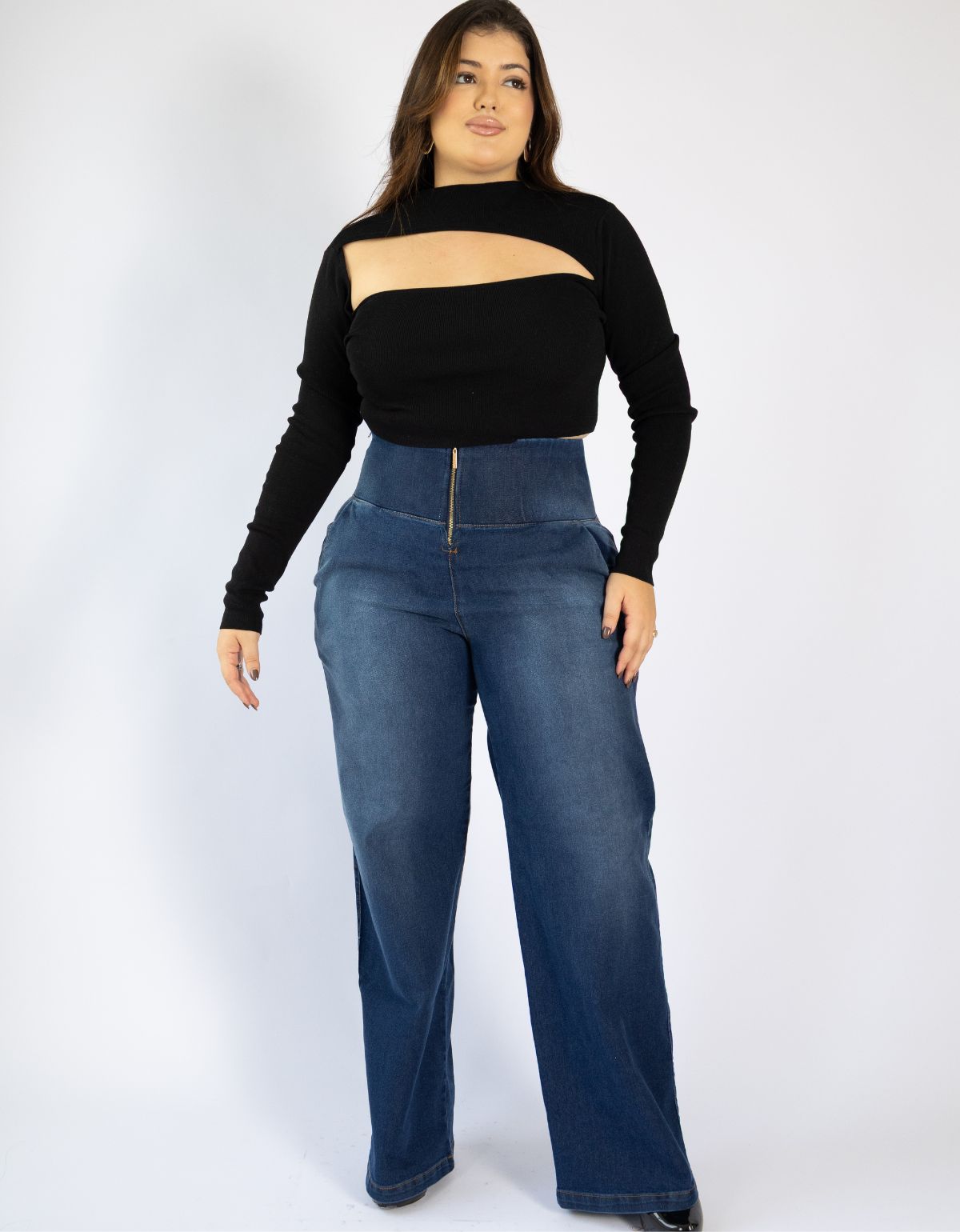 Calça Modeladora Afina Cintura Jeans Fittform Wide