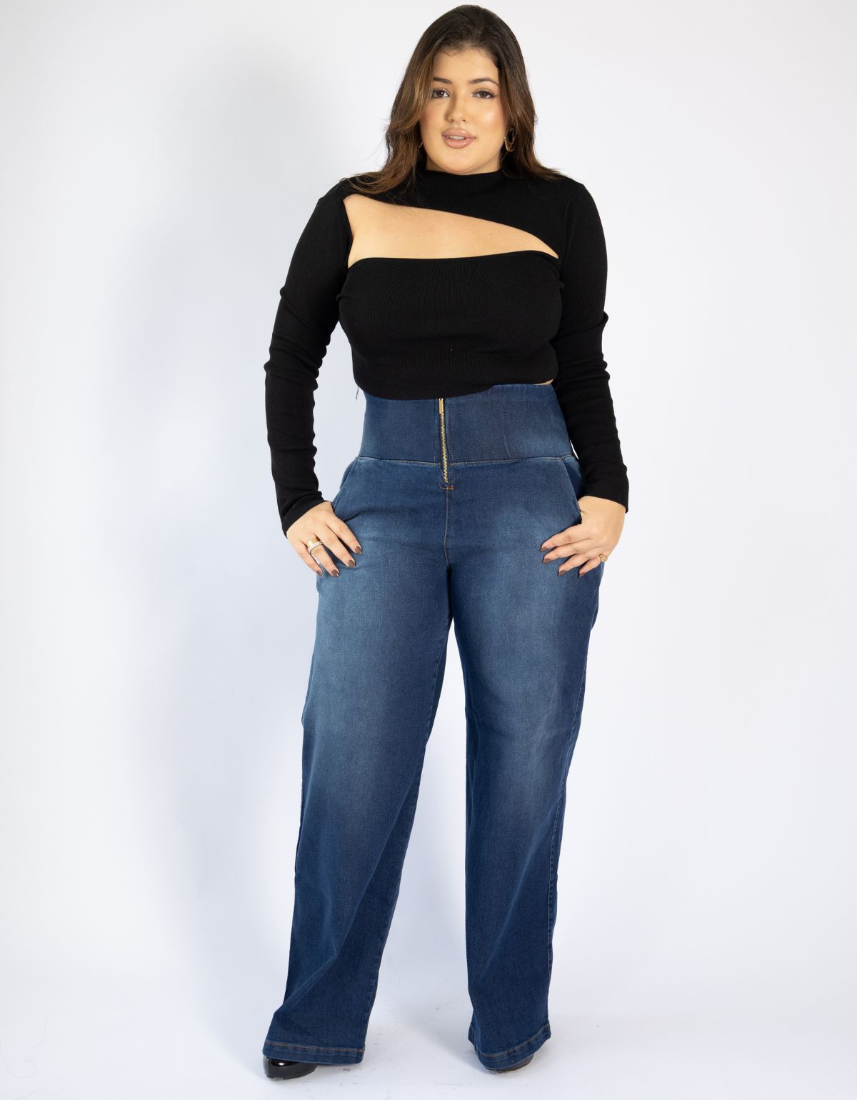 Calça Modeladora Afina Cintura Jeans Fittform Wide