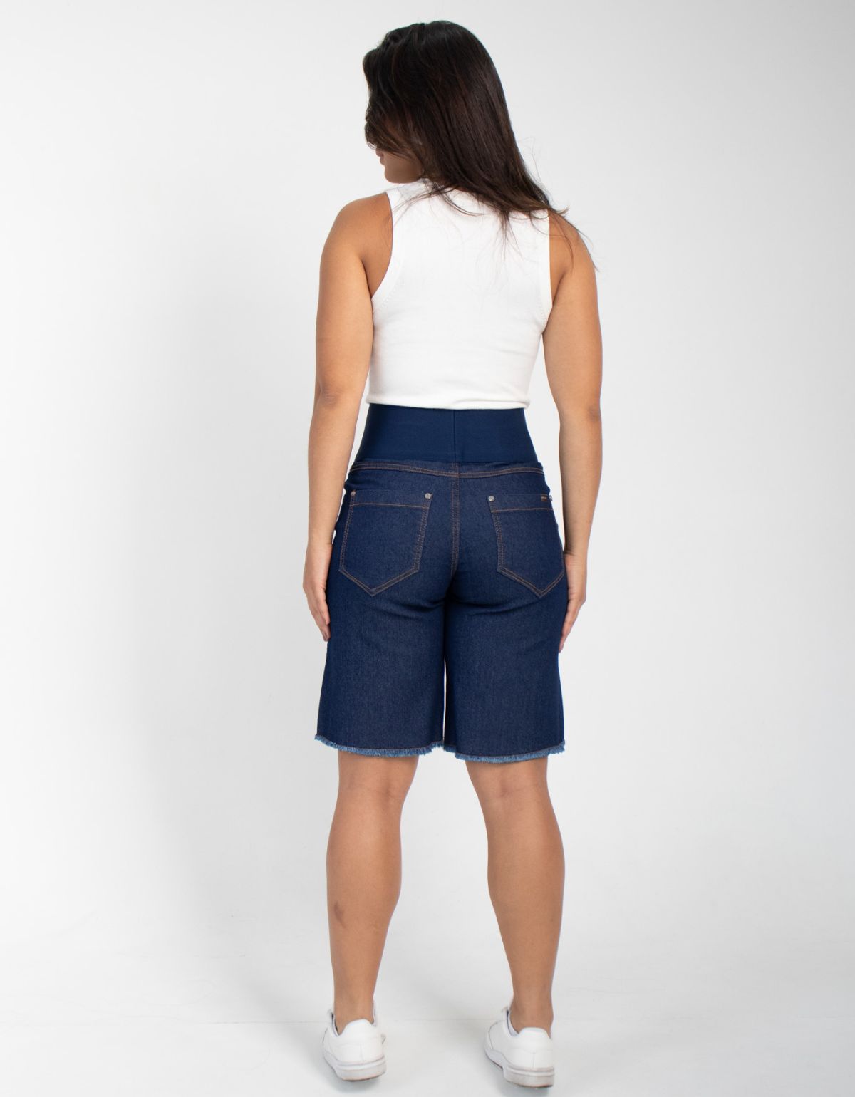 Bermuda Modeladora Afina Cintura Jeans Fittform Megaflex Escuro