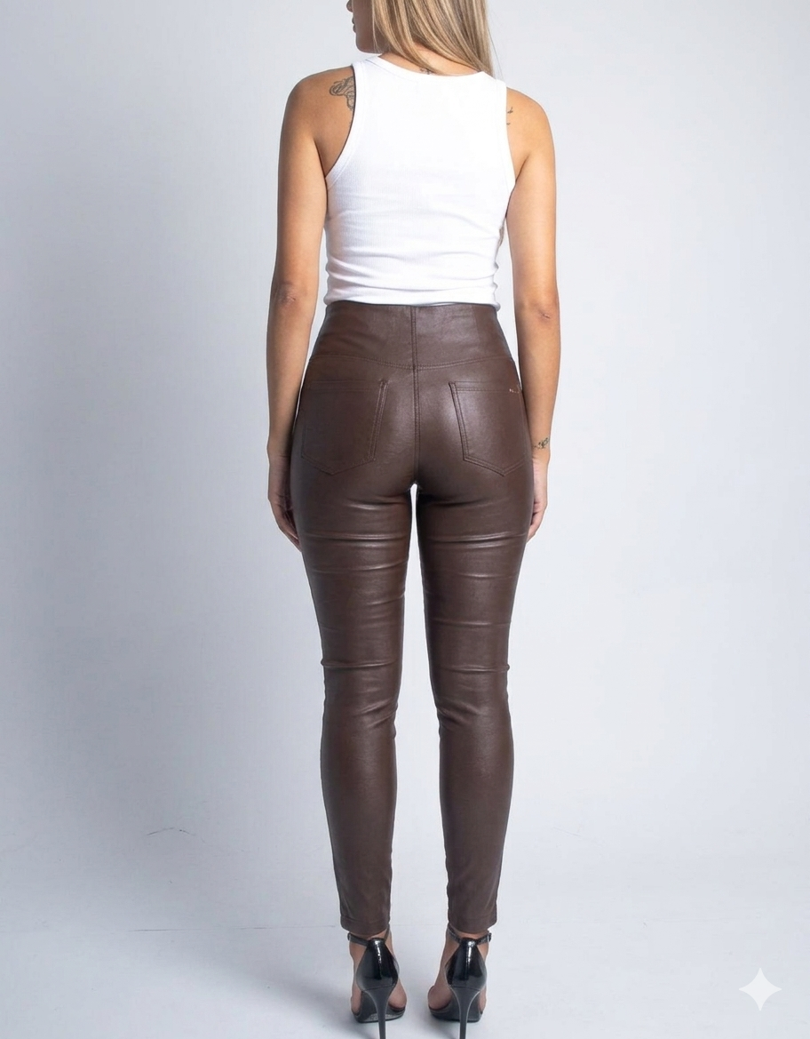 Calça Ultra Modeladora Resinada Afina Cintura Fittform Prada Marrom