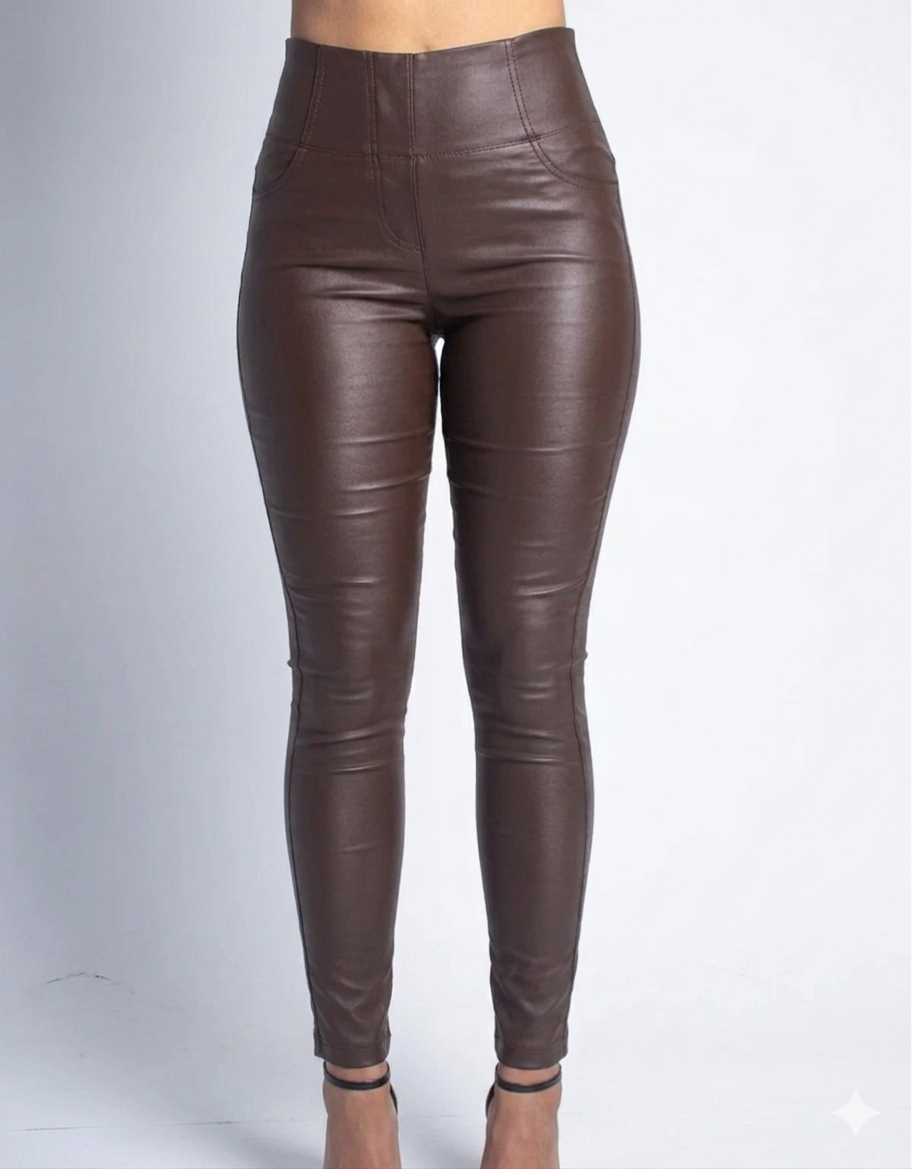 Calça Ultra Modeladora Resinada Afina Cintura Fittform Prada Marrom