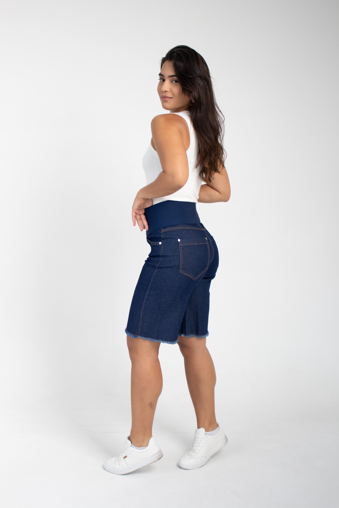 Bermuda Modeladora Afina Cintura Jeans Fittform Megaflex