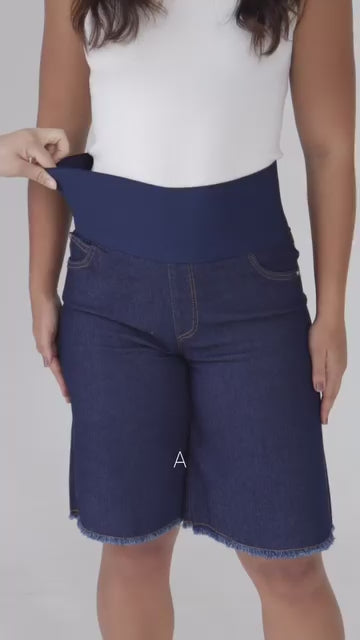 Bermuda Modeladora Afina Cintura Jeans Fittform Megaflex